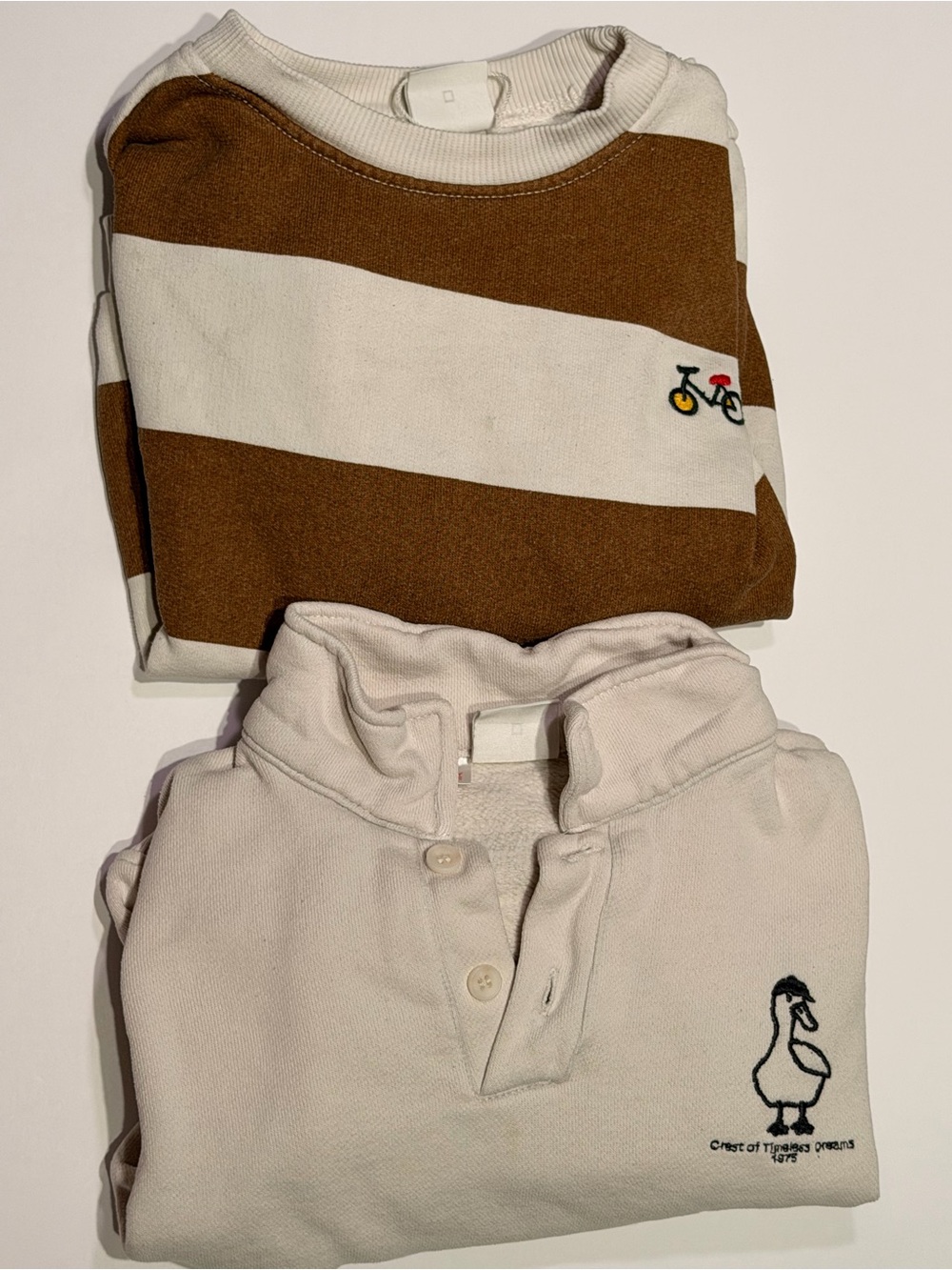 Zara Brown & Cream Striped Crewneck and Cream Polo Set